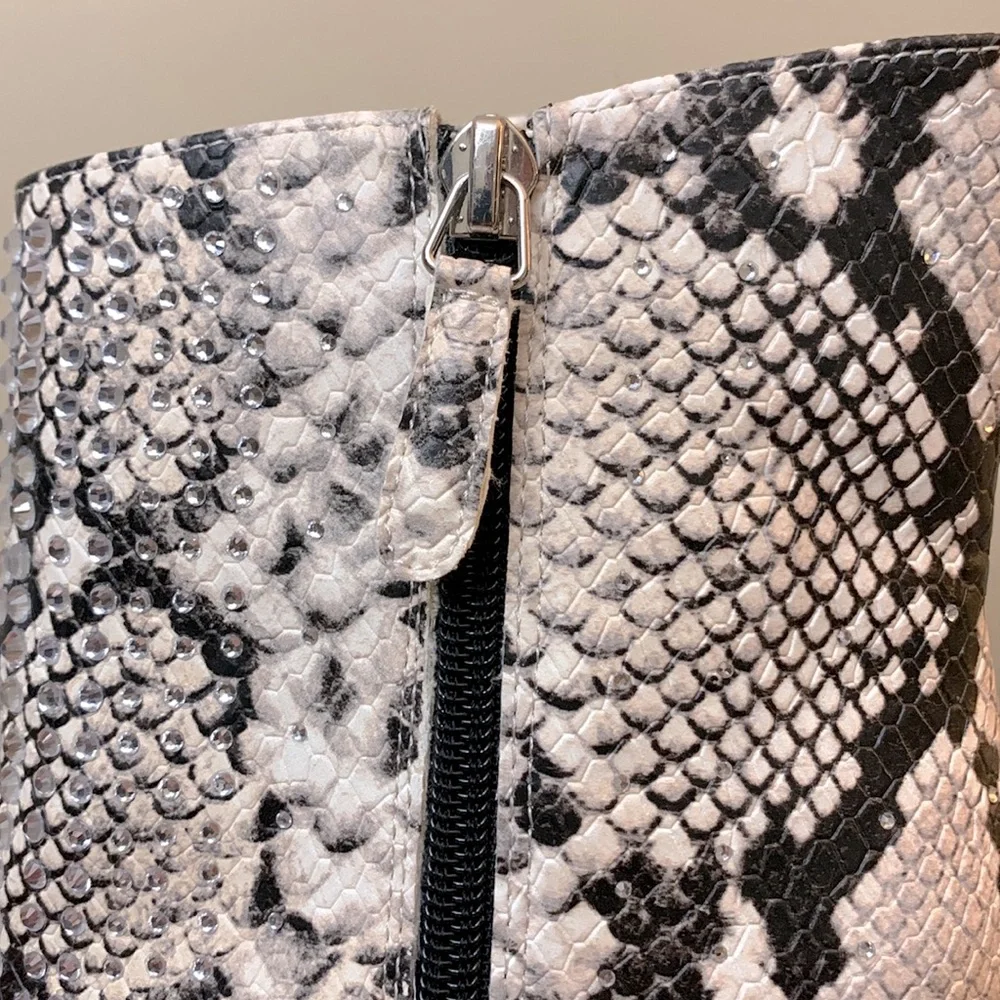 JLO Jennifer Lopez Frankalina bootie - faux snakeskin & rhinestones